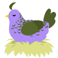 A lilac and olive chicken with a half-lace pattern