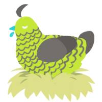 A lime and grey chicken with a lace pattern