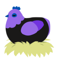 A sable and blurple chicken with a head pattern