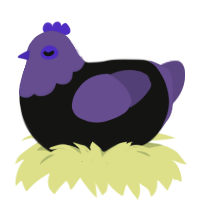 A black and overcast chicken with a head pattern