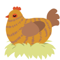 A orange and brown chicken with a bar pattern