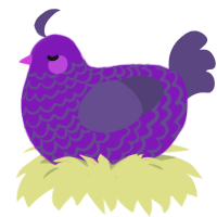 Giblet, a violet and overcast chicken with a lace pattern
