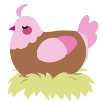 A brown and pink chicken with a head pattern