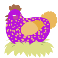 A amethyst and honey chicken with a speckle pattern