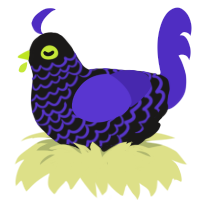 A sable and indigo chicken with a lace pattern