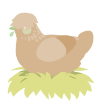 Sad Beige Baby, a beige chicken with a neck-speckle pattern