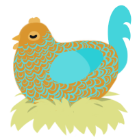 Long Island, a orange and aqua chicken with a double-lace pattern