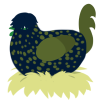A tumblr and olive chicken with a speckle pattern