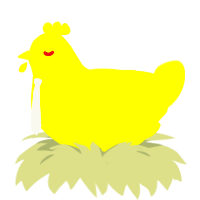 hilighterer, a yellow chicken with a neck-speckle pattern
