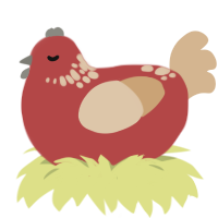 kranch, a red and beige chicken with a neck-speckle pattern