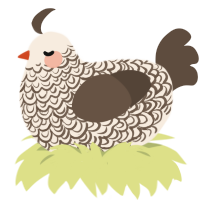 A cream and bark chicken with a double-lace pattern