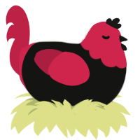 false idol, a black and crimson chicken with a head pattern