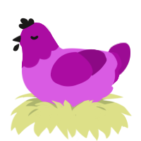 plum, a orchid and plum chicken with a head pattern