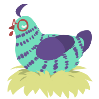 A mint and overcast chicken with a bar pattern