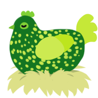 saladfingers, a leaf and lime chicken with a speckle pattern