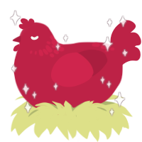 Bloodsplatter, a crimson chicken with a neck-speckle pattern