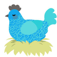 Neon, a sky and aqua chicken with a double-lace pattern