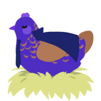 Autumn, a indigo and brown chicken with a half-lace pattern