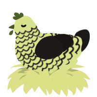 Mint Chocolate Chip, a lemon and sable chicken with a lace pattern