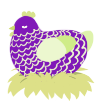 A violet and apple chicken with a lace pattern