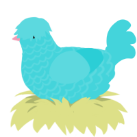 Waves, a aqua chicken with a lace pattern