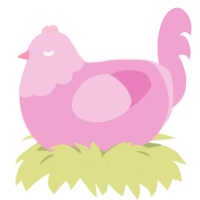 A pink chicken with a head pattern