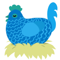 A sapphire and sky chicken with a lace pattern