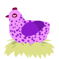 A lavender and violet chicken with a speckle pattern