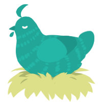 A turquoise chicken with a bar pattern