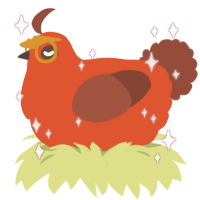 A vermilion and russet chicken