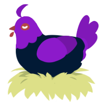A tumblr and violet chicken with a head pattern