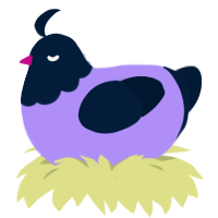 Blueberry, a lilac and tumblr chicken with a head pattern