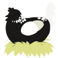 (unnamed), a sable and white chicken with a neck-speckle pattern