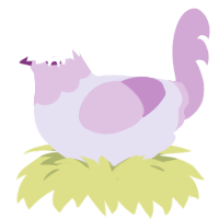 Edward, a lilac and orchid chicken with a head pattern