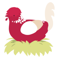Mushy, a crimson and cream chicken with a neck-speckle pattern