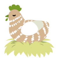 A beige and white chicken with a bar pattern