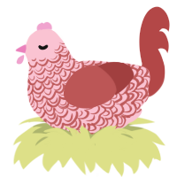 A rose and red chicken with a double-lace pattern