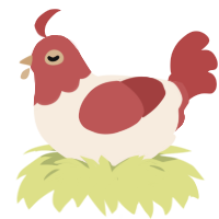 shortcake, a cream and red chicken with a head pattern