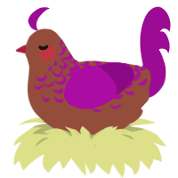 Grape Puddin, a russet and plum chicken with a half-lace pattern