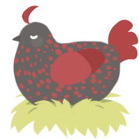 Volcanic Rock, a grey and red chicken with a speckle pattern