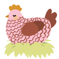 A rose and russet chicken with a lace pattern