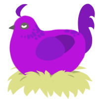 Grape, a amethyst and violet chicken with a neck-speckle pattern
