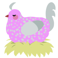 A lavender and silver chicken with a speckle pattern
