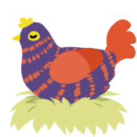 Rosie, a overcast and vermilion chicken with a bar pattern