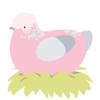 A rose and mist chicken with a neck-speckle pattern