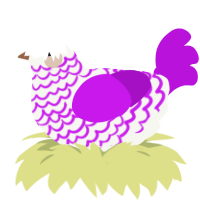 A white and amethyst chicken with a lace pattern