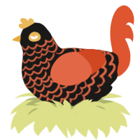 (unnamed), a sable and vermilion chicken with a lace pattern