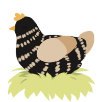 A sable and beige chicken with a bar pattern