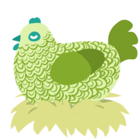 (unnamed), a apple and chartreuse chicken with a double-lace pattern
