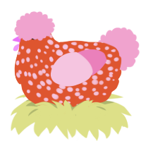 (unnamed), a vermilion and pink chicken with a speckle pattern